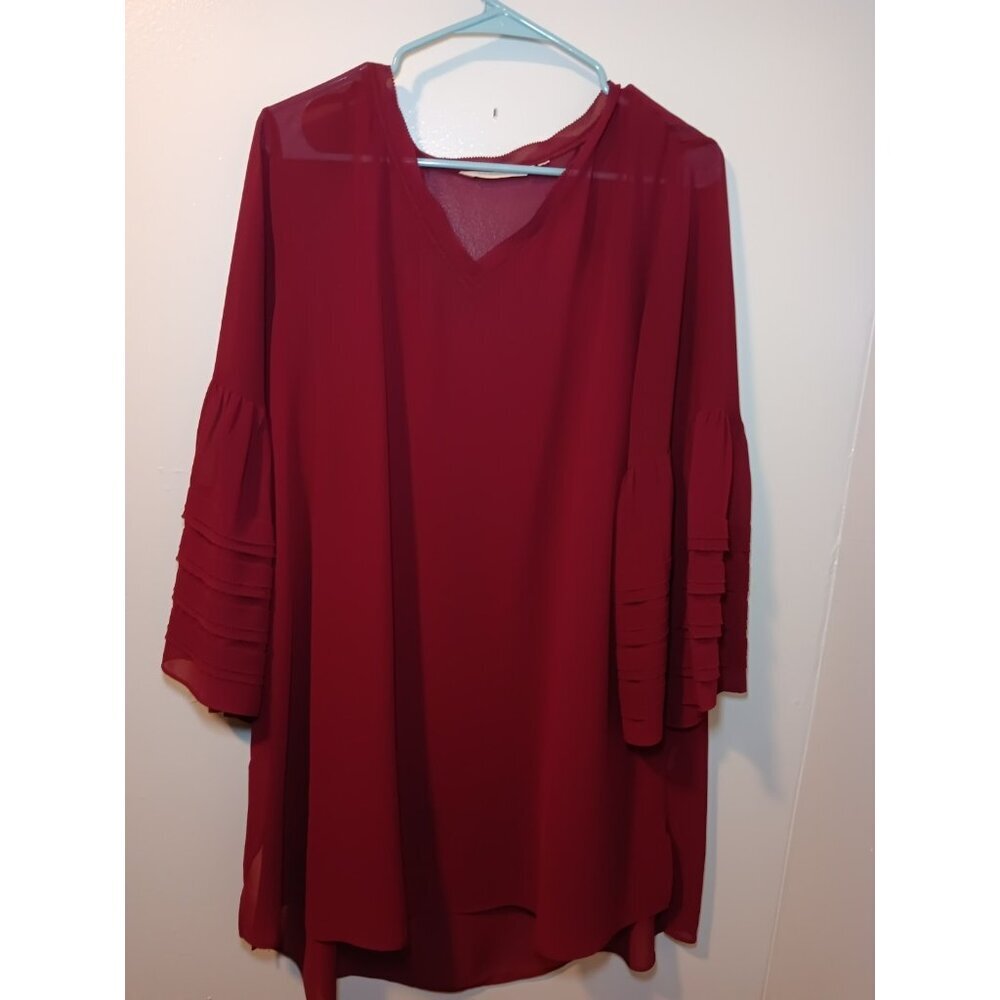 Soft Surroundings Size Large Sheer Beach Lounge Coverup Tiered Sleeve Tunic Top